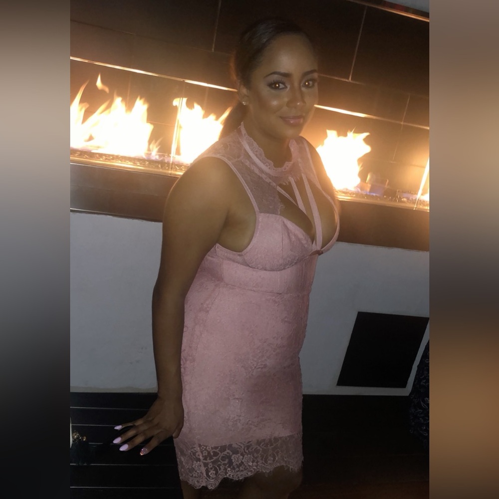 Fashion Nova Pink Lace Dress